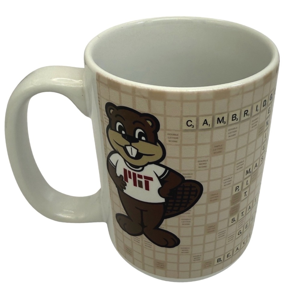 MIT Scrabble Style Coffee Mug Beaver Mascot Ceramic Cup Massachusetts‎